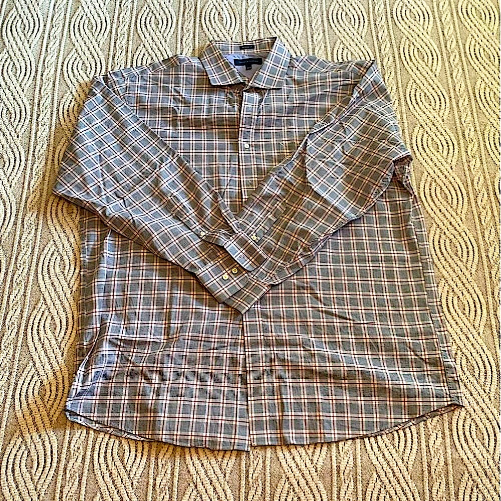 Black White And Red Button Down Shirt 17.5 34-35 - Picture 1 of 6